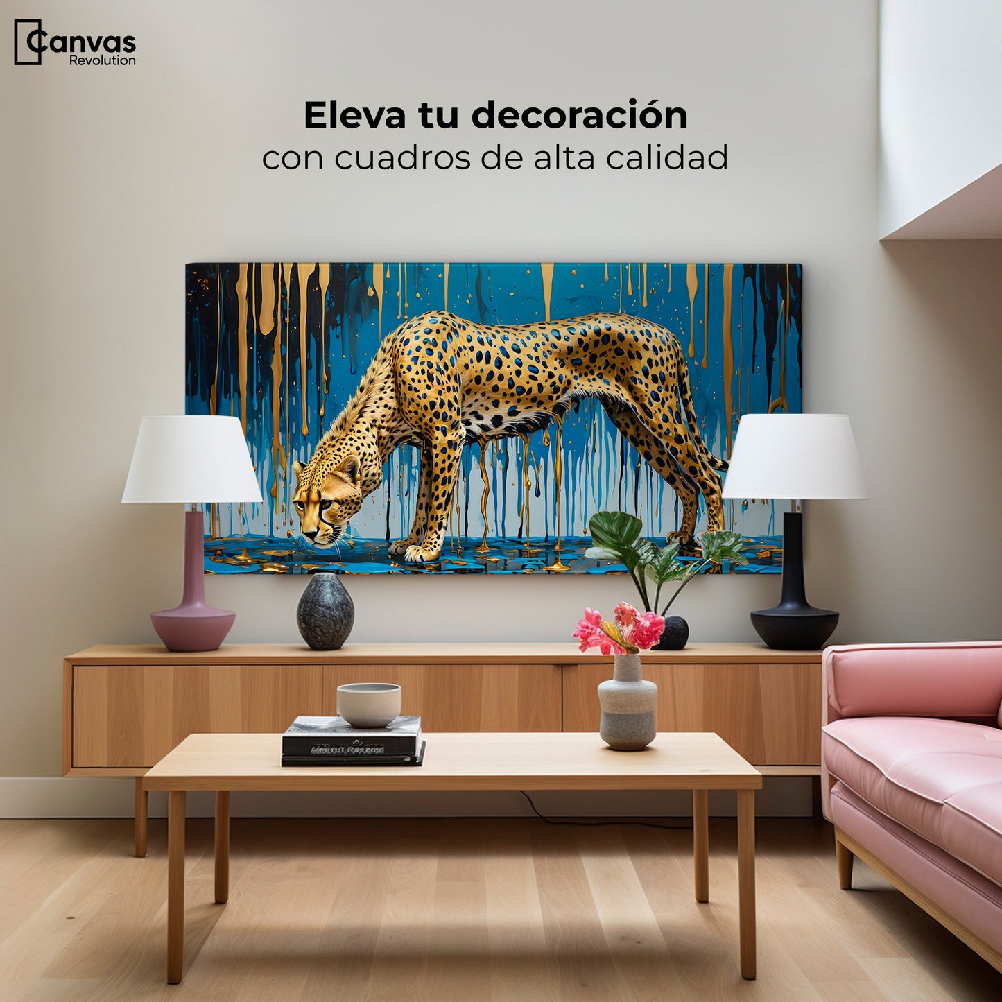 Cuadros Decorativos Canvas Revolution | Leopardo Liquido | Montaje2