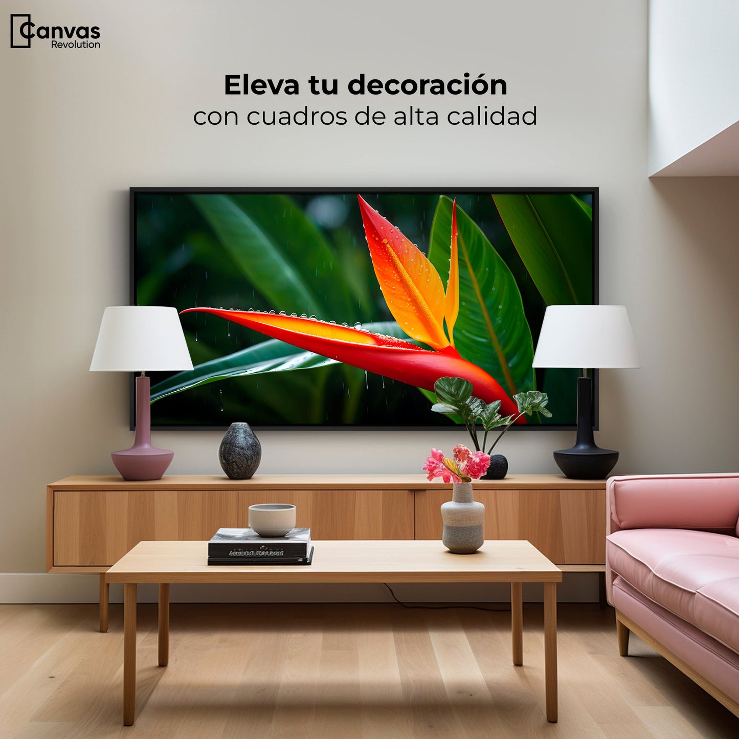 Cuadros Decorativos Canvas Revolution | Llama De Heliconia | Montaje2