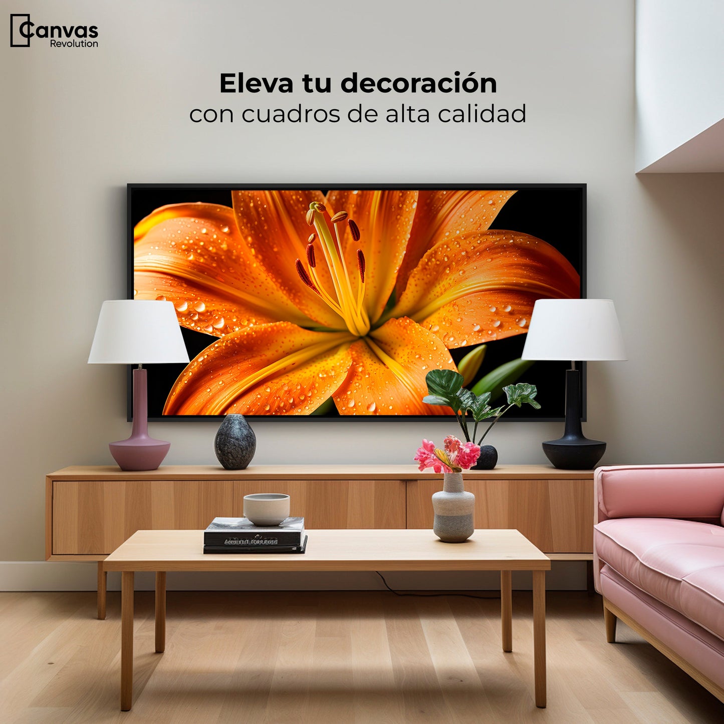 Cuadros Decorativos Canvas Revolution | Llama Lirio Macro | Montaje2