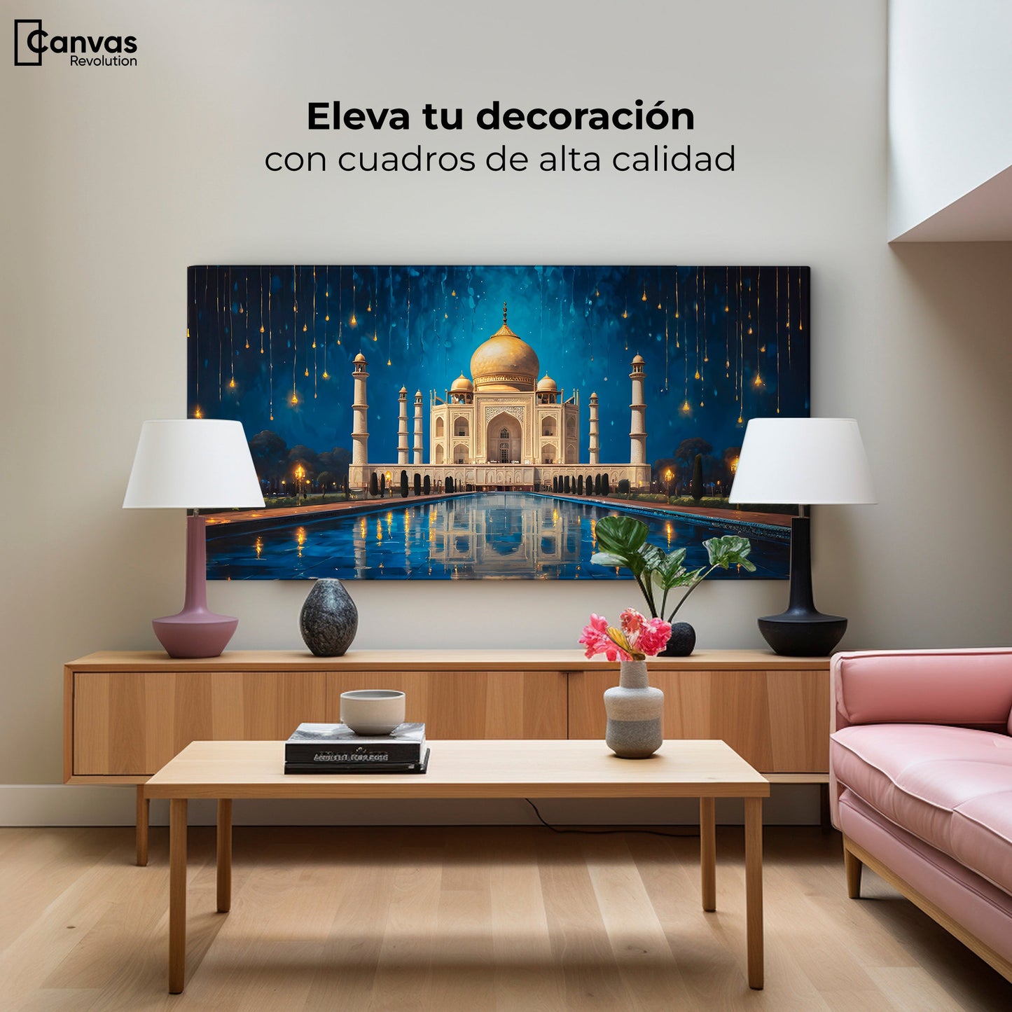 Cuadros Decorativos Canvas Revolution | Lluvia Taj Mahal | Montaje2
