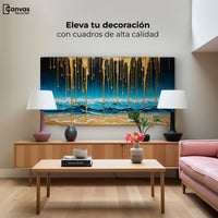Cuadros Decorativos Canvas Revolution | Mar Nocturno Dorado | Montaje2