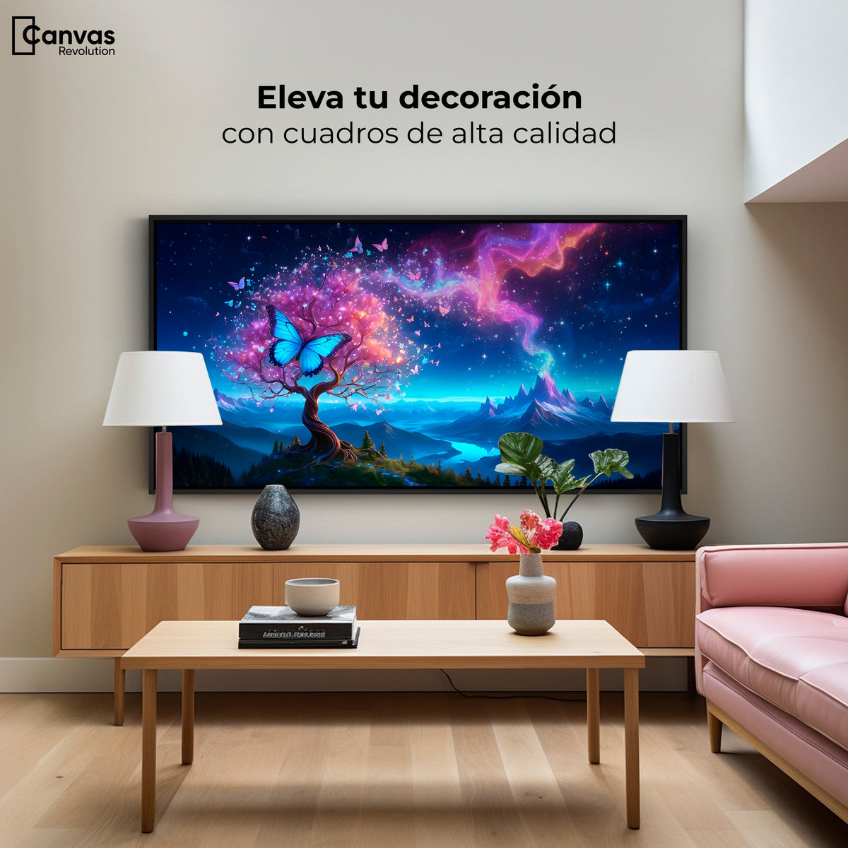 Cuadros Decorativos Canvas Revolution | Mariposa Cosmica | Montaje2