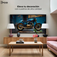 Cuadros Decorativos Canvas Revolution | Motocicleta Azul | Montaje2
