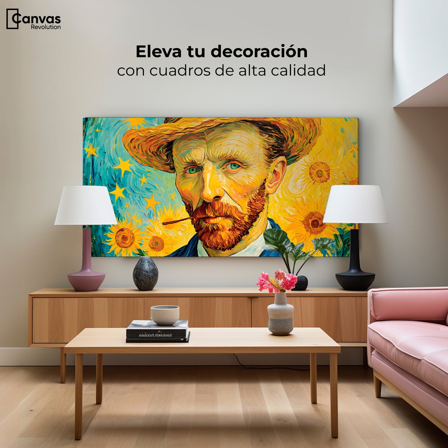 Cuadros Decorativos Canvas Revolution | Nocturno De Girasol | Montaje2