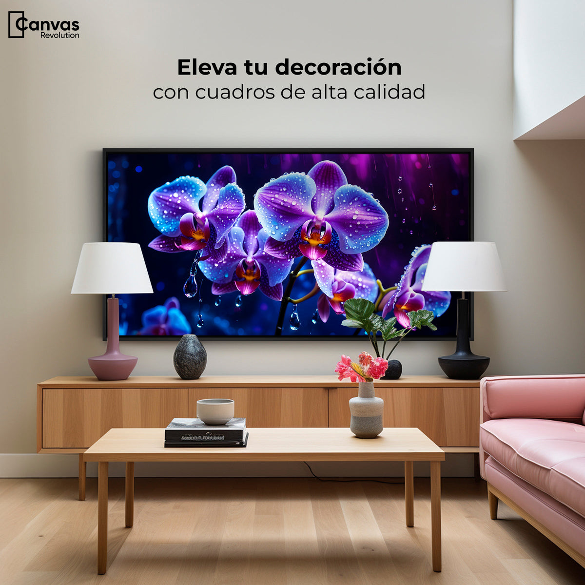 Cuadros Decorativos Canvas Revolution | Orquidea Luz Sutil | Montaje2