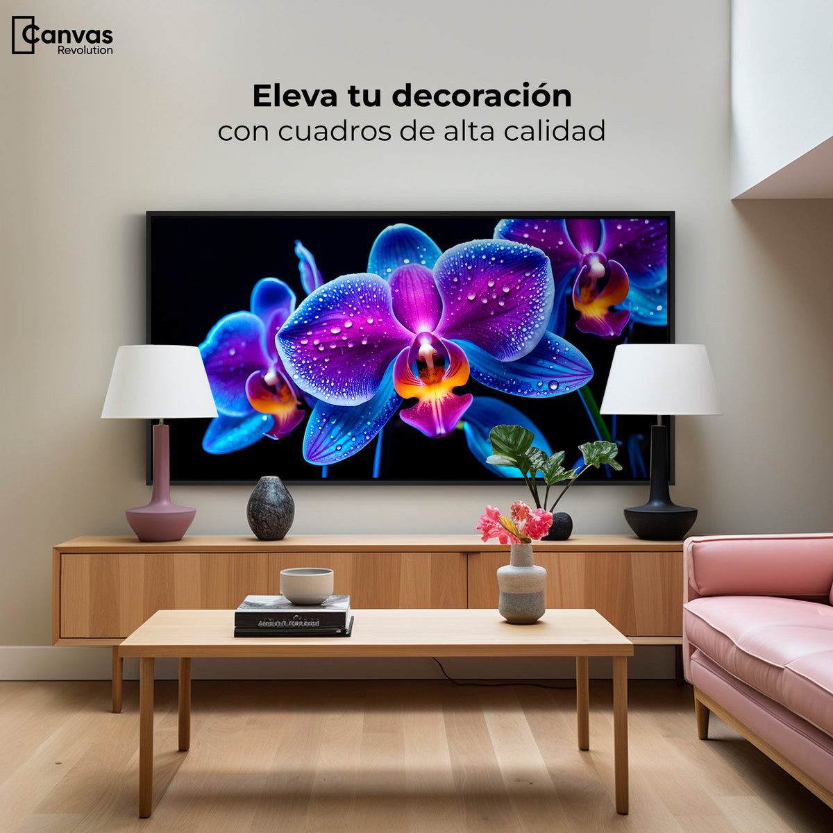 Cuadros Decorativos Canvas Revolution | Orquidea Radiante | Montaje2