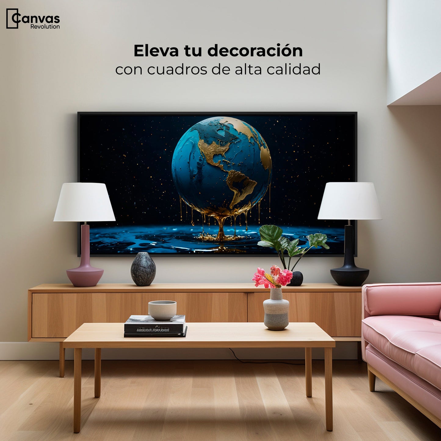 Cuadros Decorativos Canvas Revolution | Planeta Azul Zafiro | Montaje2