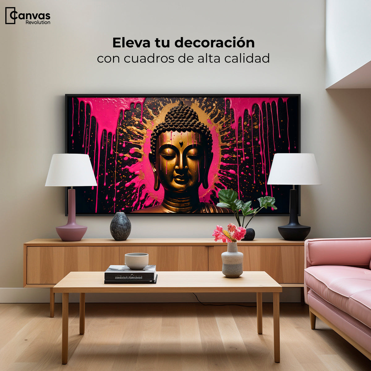 Cuadros Decorativos Canvas Revolution | Reflejos Oro Rosa | Montaje2