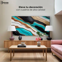 Cuadros Decorativos Canvas Revolution | Rio Oro Turquesa | Montaje2