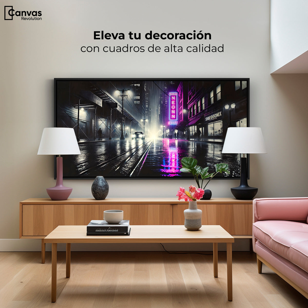 Cuadros Decorativos Canvas Revolution | Rosa Nocturno | Montaje2
