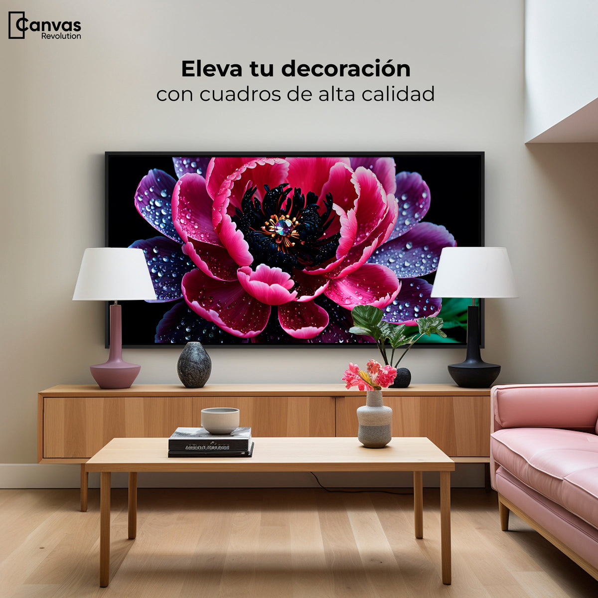 Cuadros Decorativos Canvas Revolution | Rosa Purpura Eterna | Montaje2