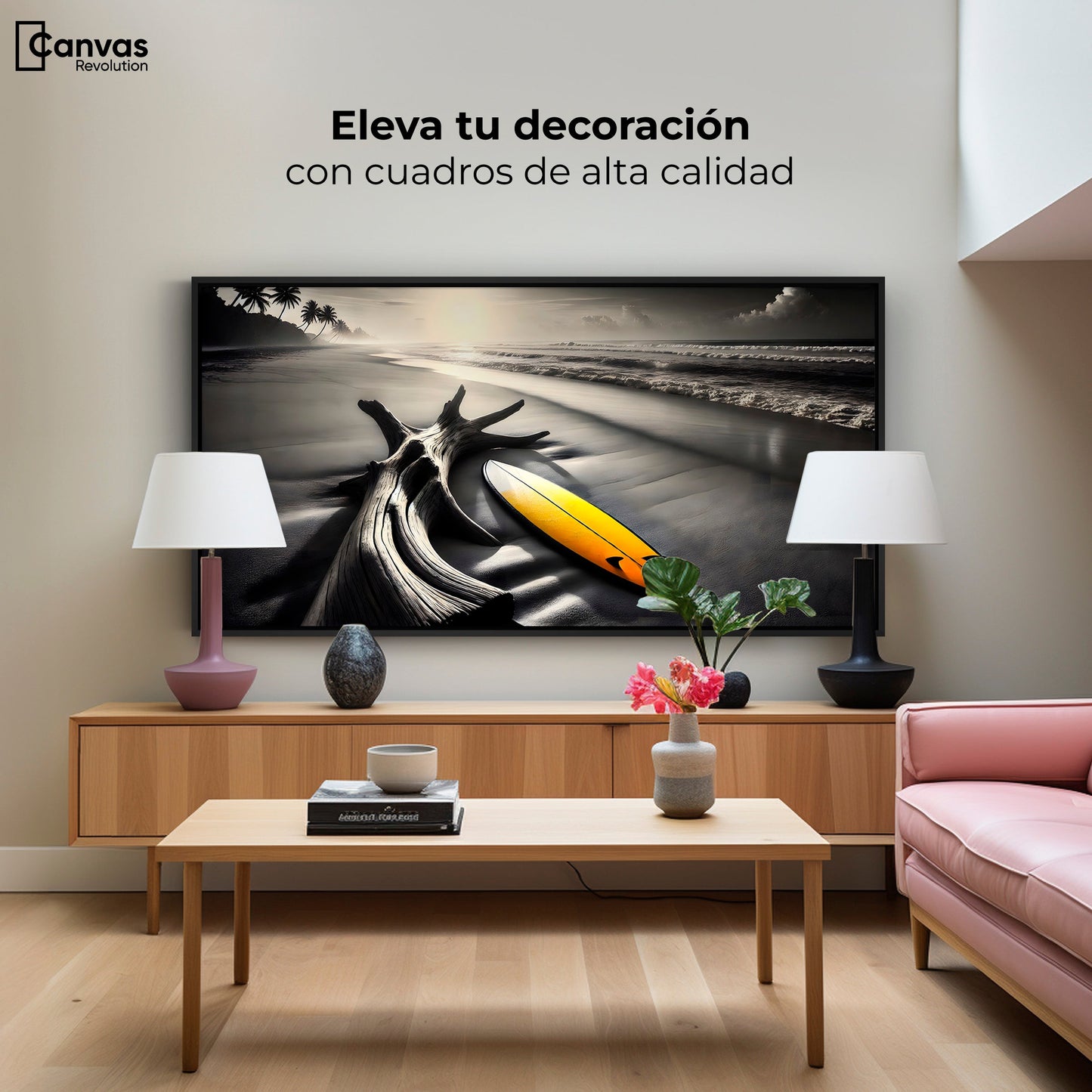 Cuadros Decorativos Canvas Revolution | Surf Al Amanecer | Montaje2