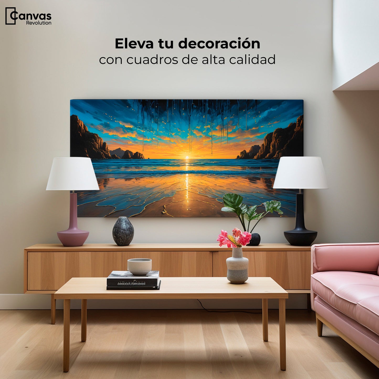 Cuadros Decorativos Canvas Revolution | Tranquilidad Dorada | Montaje2