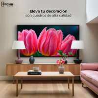 Cuadros Decorativos Canvas Revolution | Tulipanes Rosa Vivo | Montaje2