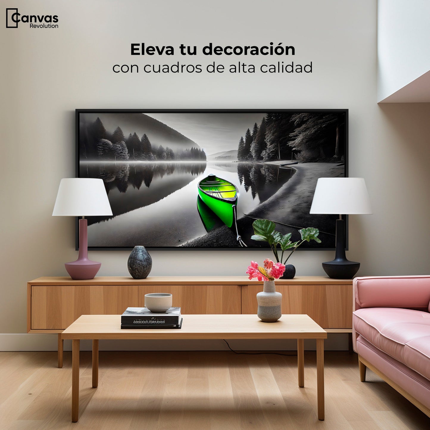 Cuadros Decorativos Canvas Revolution | Verde En El Lago | Montaje2