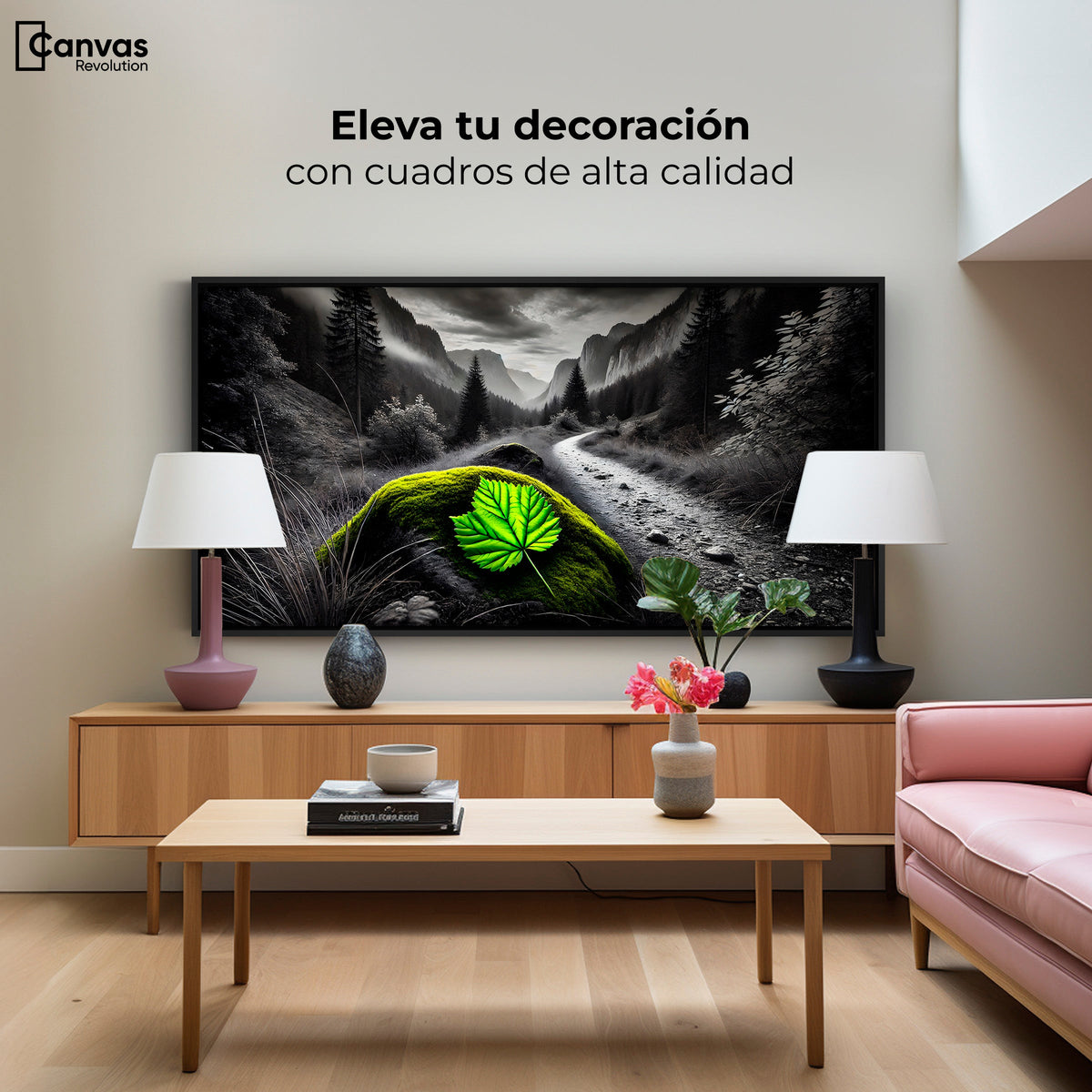 Cuadros Decorativos Canvas Revolution | Verde Silencio | Montaje2