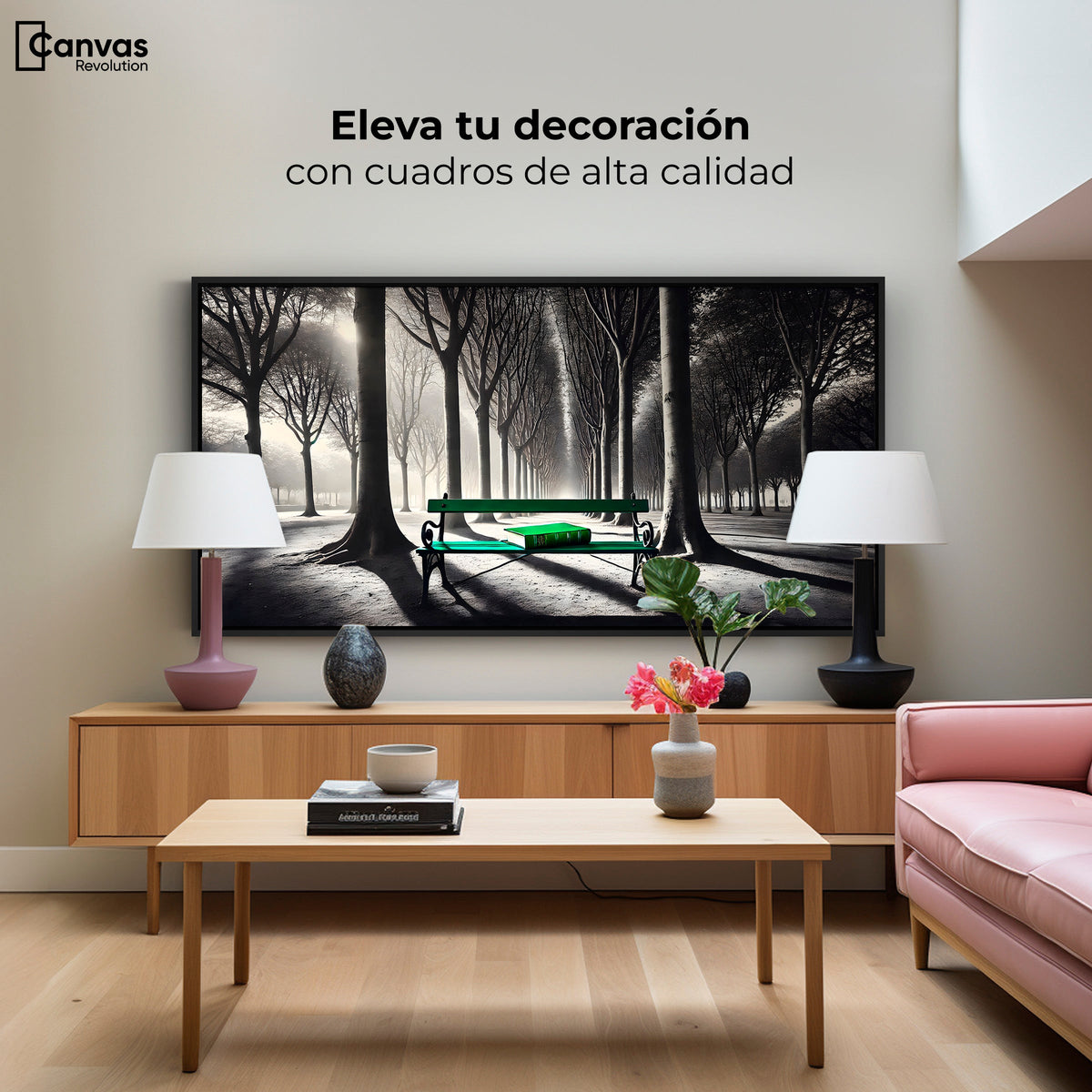 Cuadros Decorativos Canvas Revolution | Verde Y Palabras | Montaje2