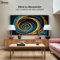 Cuadros Decorativos Canvas Revolution | Vortice Dorados | Montaje2