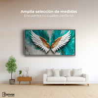 Cuadros Decorativos Canvas Revolution | Alas Angel Aqua | Montaje3