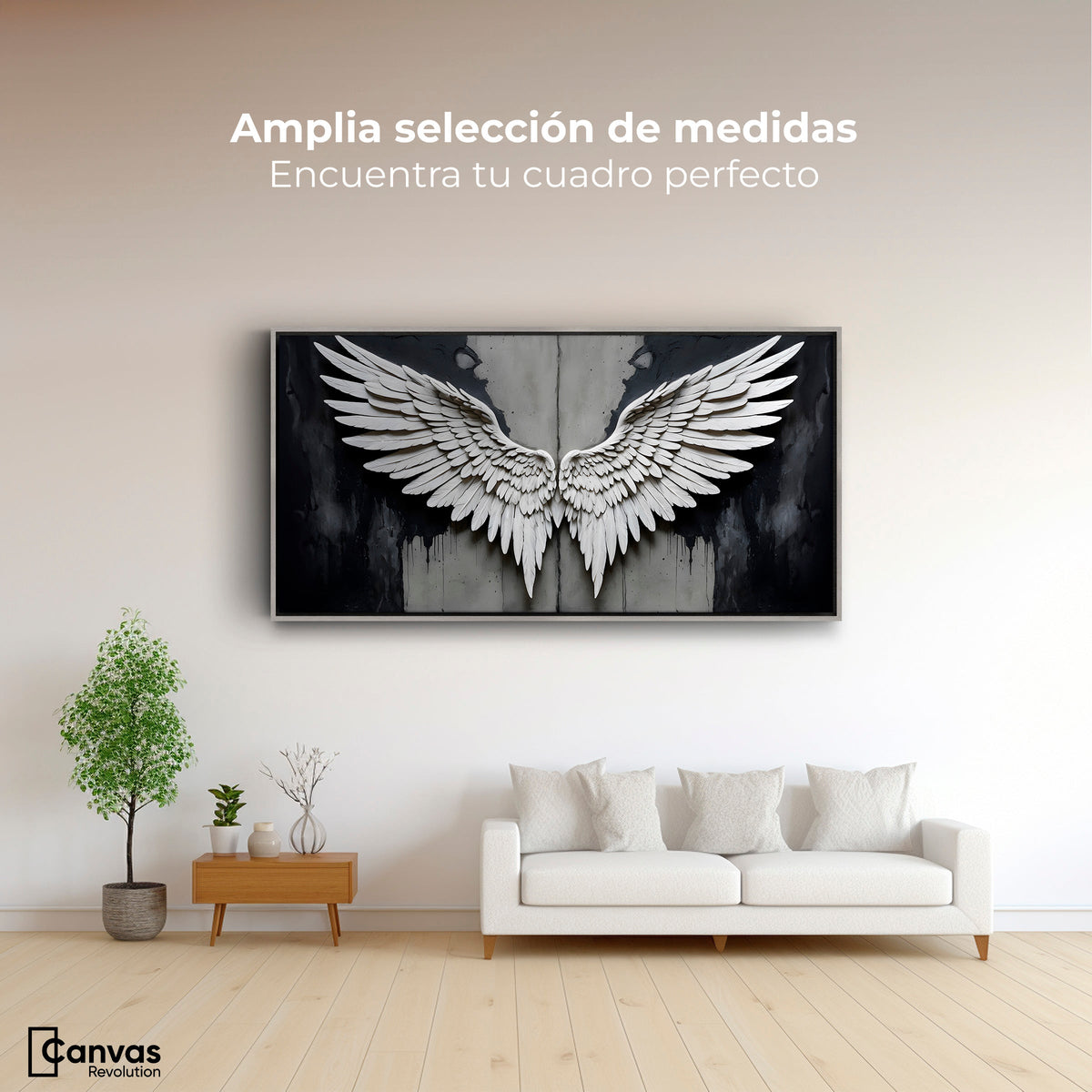 Cuadros Decorativos Canvas Revolution | Alas Angel Sombra | Montaje3