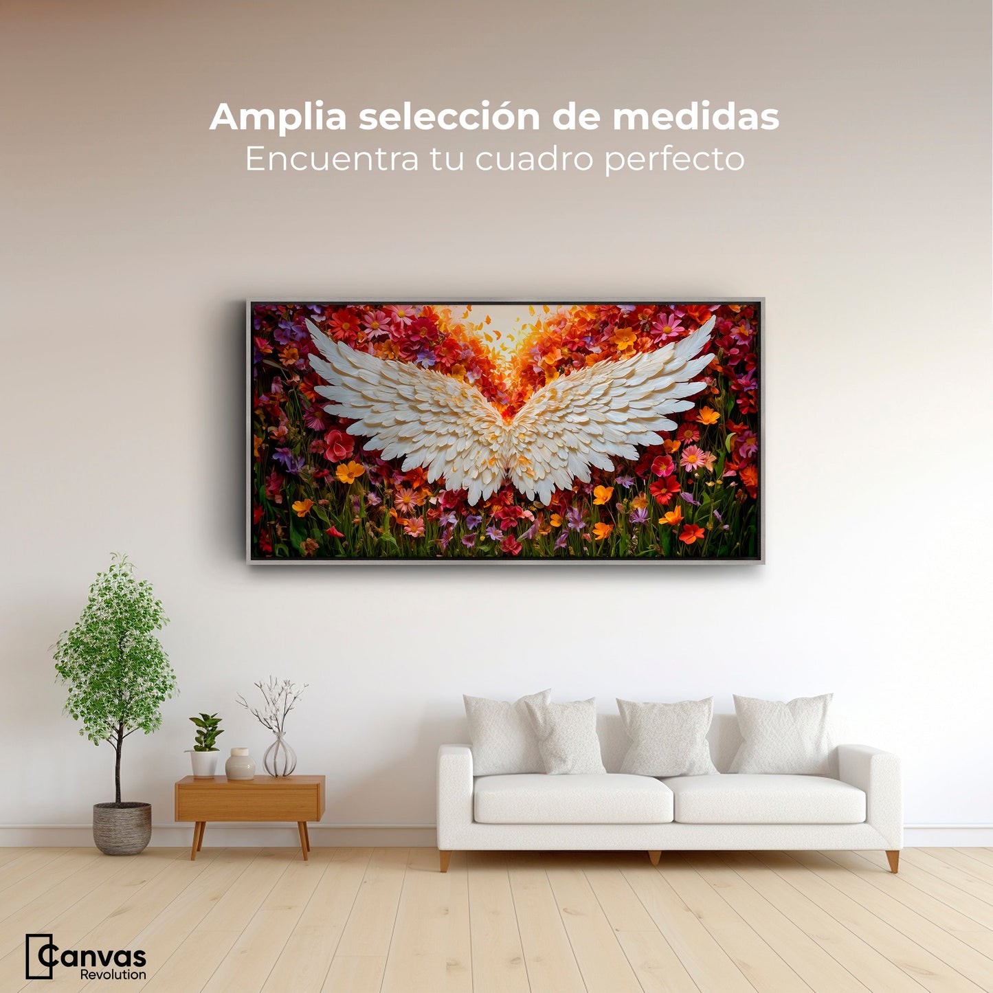 Cuadros Decorativos Canvas Revolution | Alas En Flores | Montaje3