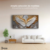 Cuadros Decorativos Canvas Revolution | Alas Plumas Doradas | Montaje3