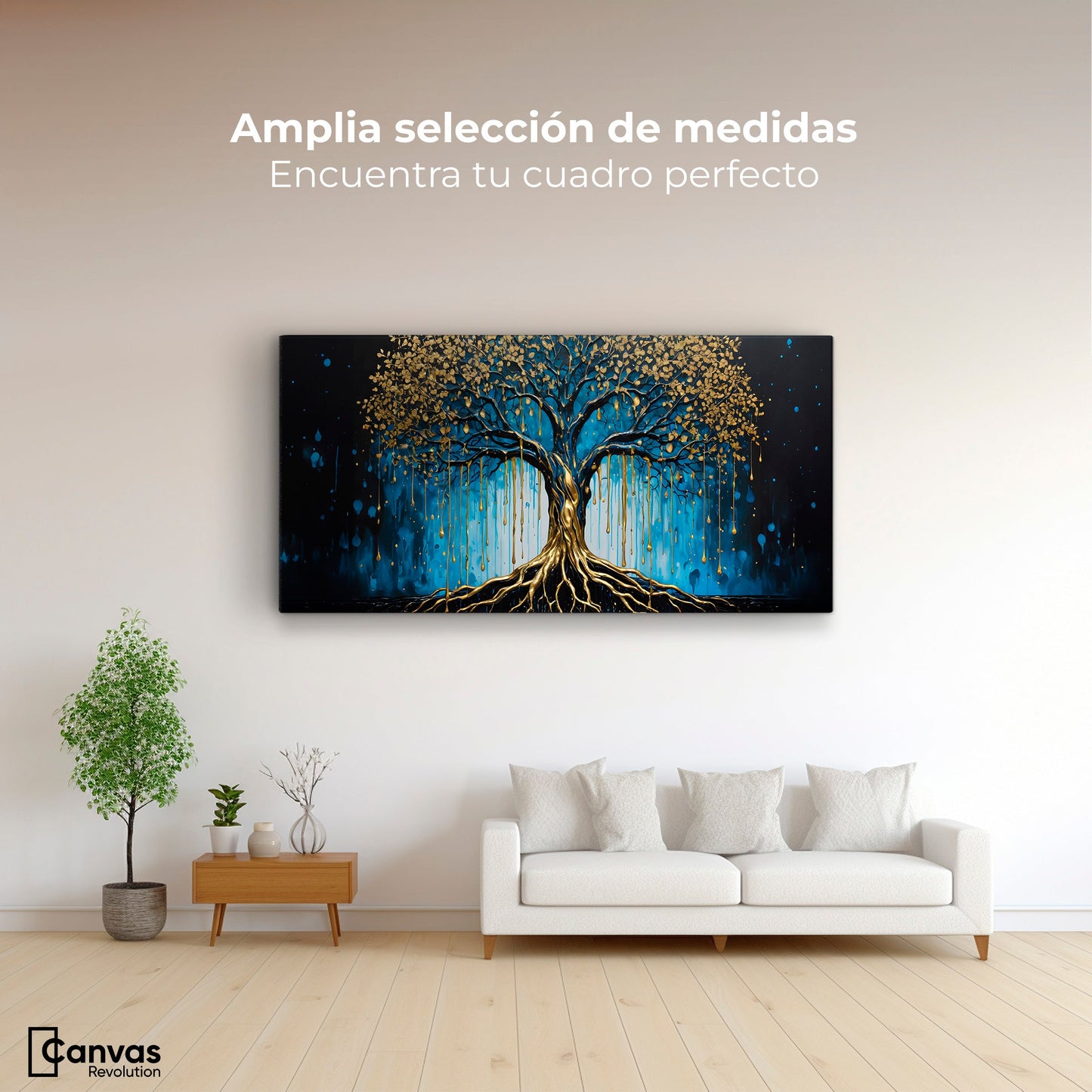 Cuadros Decorativos Canvas Revolution | Arbol Alma Dorada | Montaje3