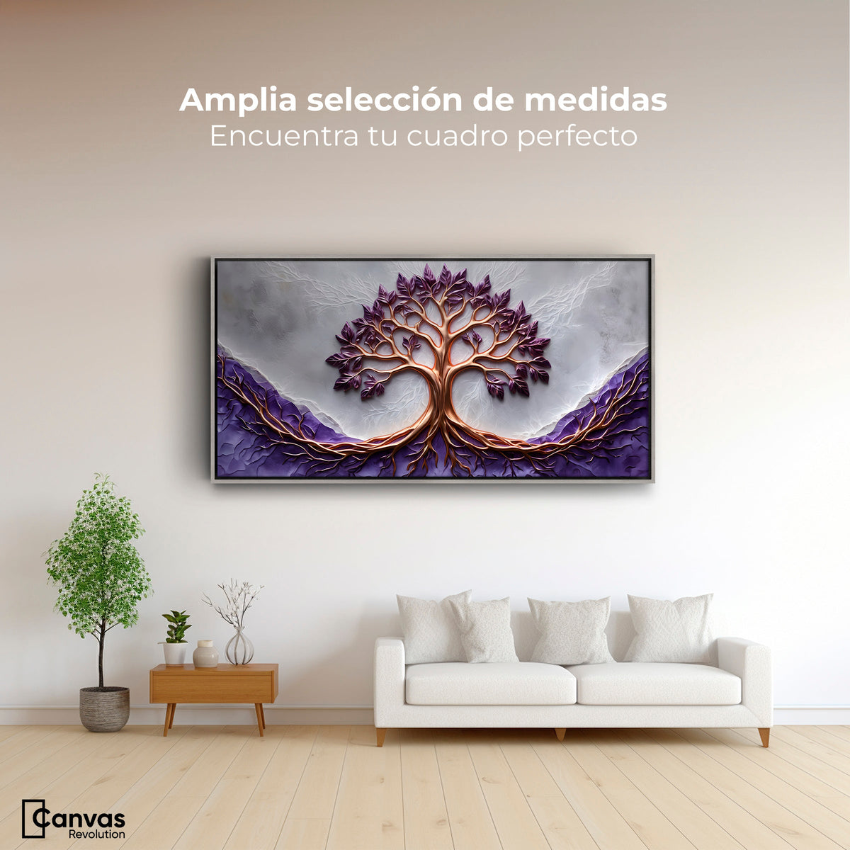 Cuadros Decorativos Canvas Revolution | Arbol Vida Lavanda | Montaje3