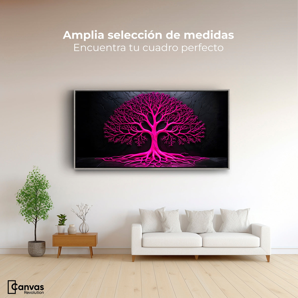 Cuadros Decorativos Canvas Revolution | Arbol Vida Rosa | Montaje3