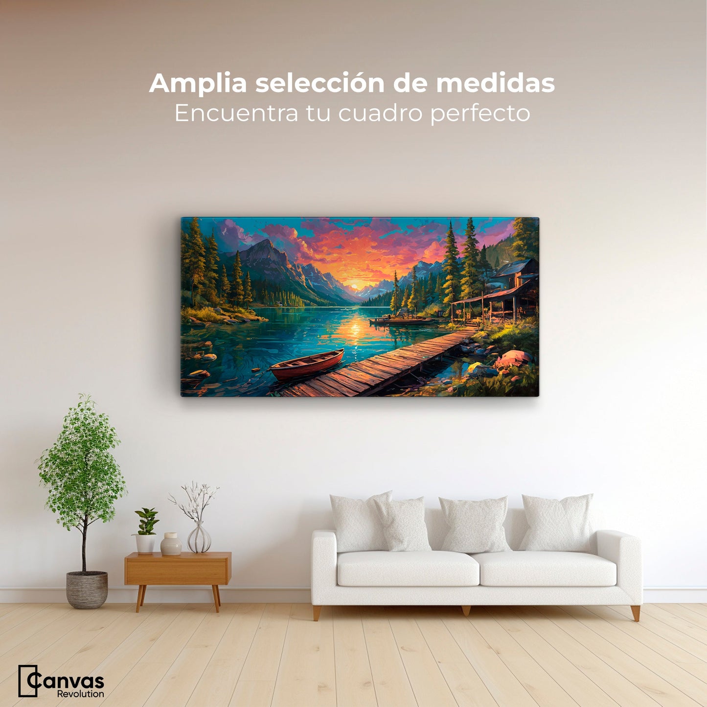 Cuadros Decorativos Canvas Revolution | Atardecer Brillante | Montaje3