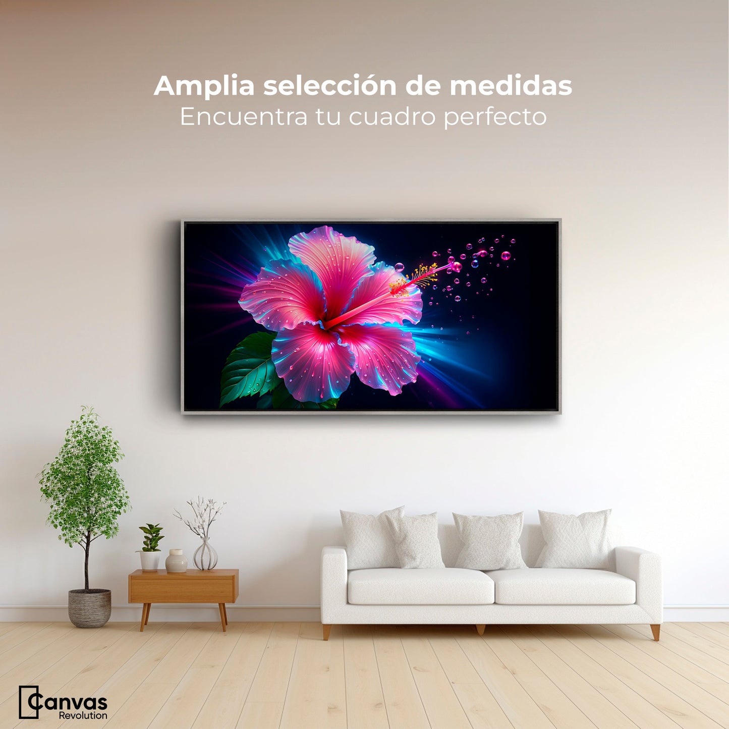 Cuadros Decorativos Canvas Revolution | Aura Hibisco Magico | Montaje3