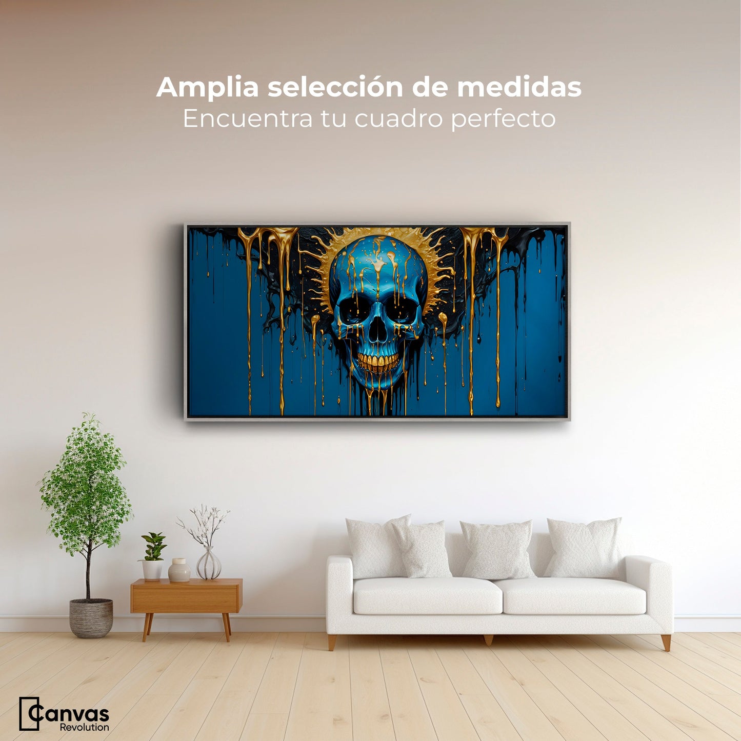 Cuadros Decorativos Canvas Revolution | Calavera Zafiro | Montaje3
