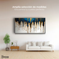 Cuadros Decorativos Canvas Revolution | Cascada Azul Dorado | Montaje3