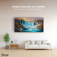Cuadros Decorativos Canvas Revolution | Cascada Dorada Sol | Montaje3