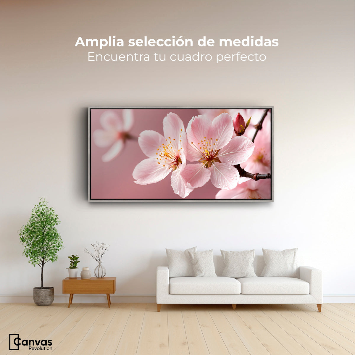 Cuadros Decorativos Canvas Revolution | Cerezo Rosado Flor | Montaje3