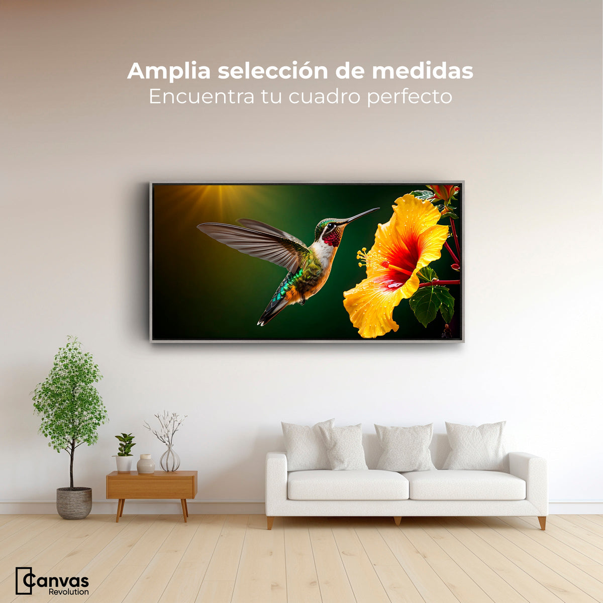 Cuadros Decorativos Canvas Revolution | Colibri Ala Nectar | Montaje3