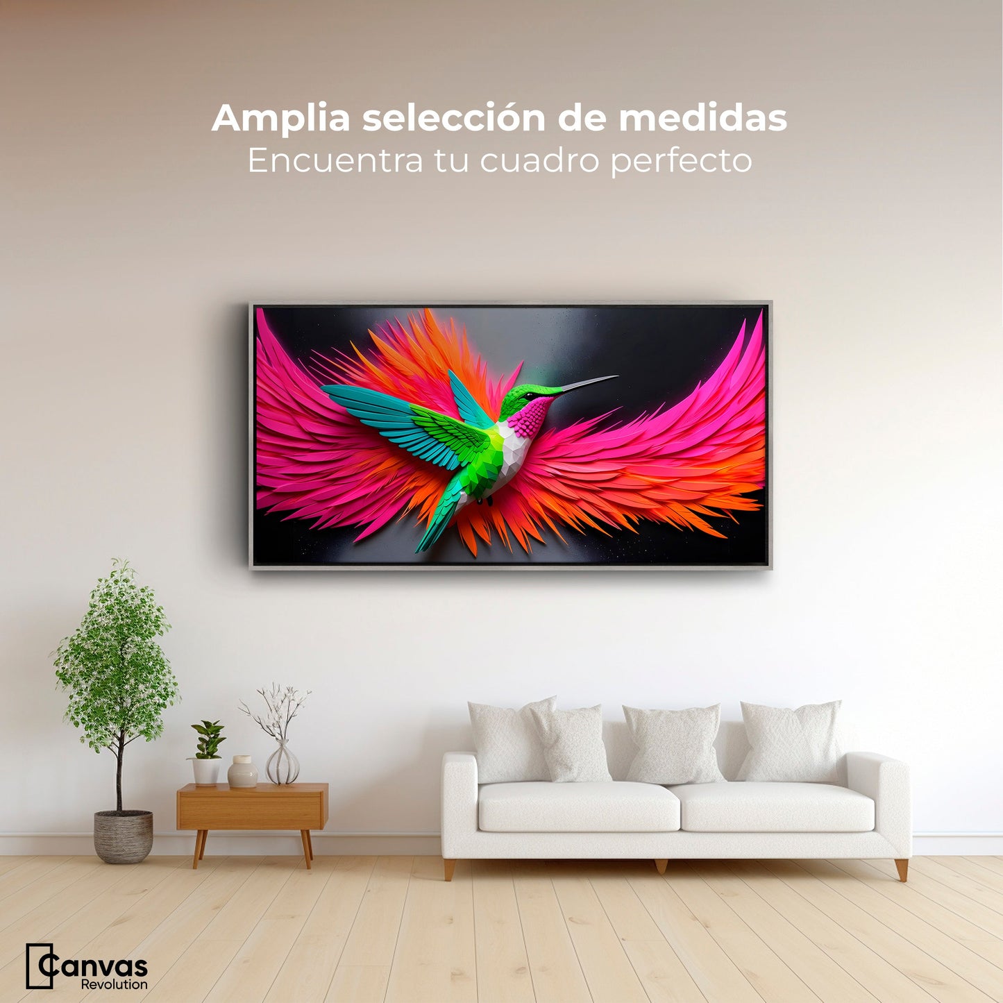 Cuadros Decorativos Canvas Revolution | Colibri Arcoiris | Montaje3