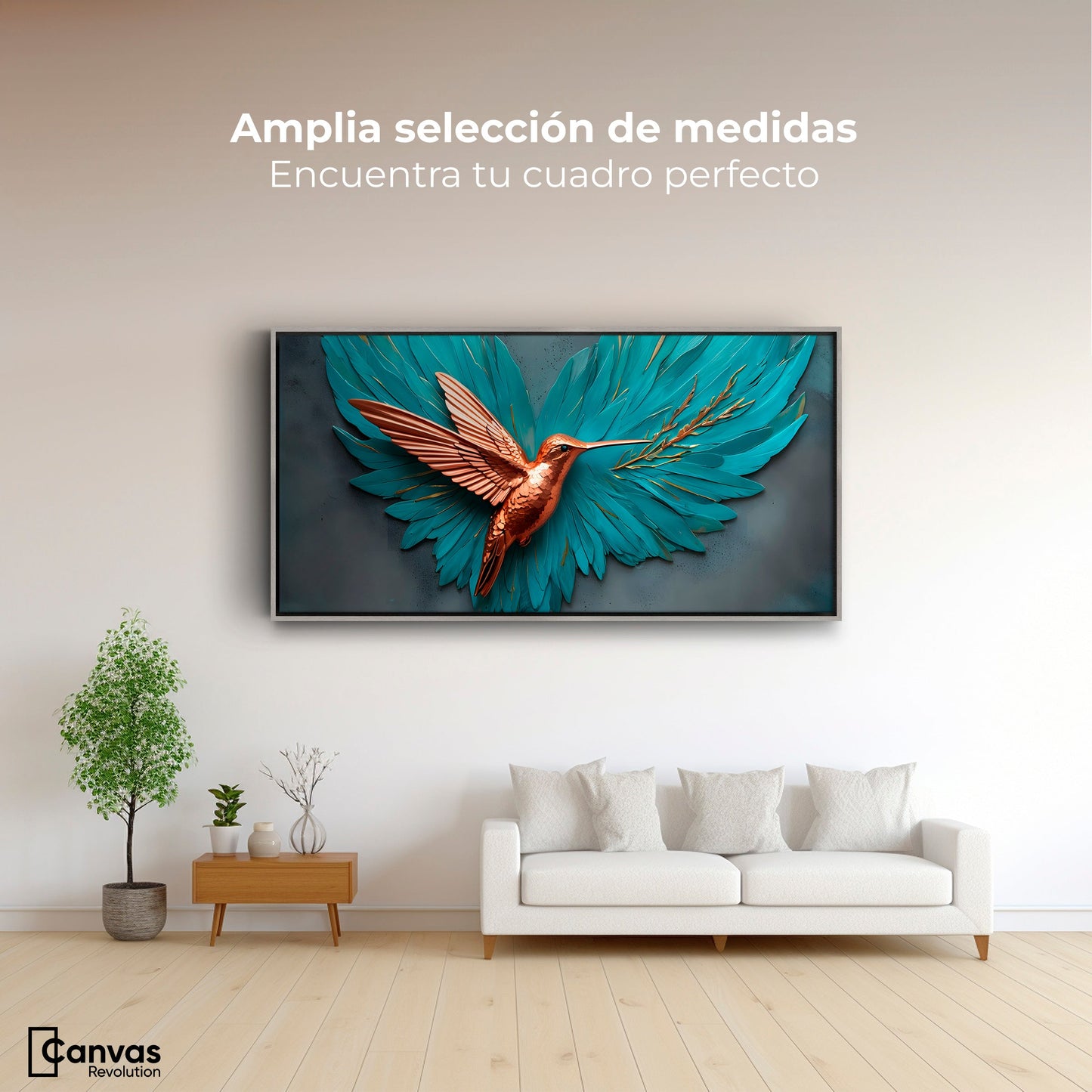 Cuadros Decorativos Canvas Revolution | Colibri Celeste | Montaje3
