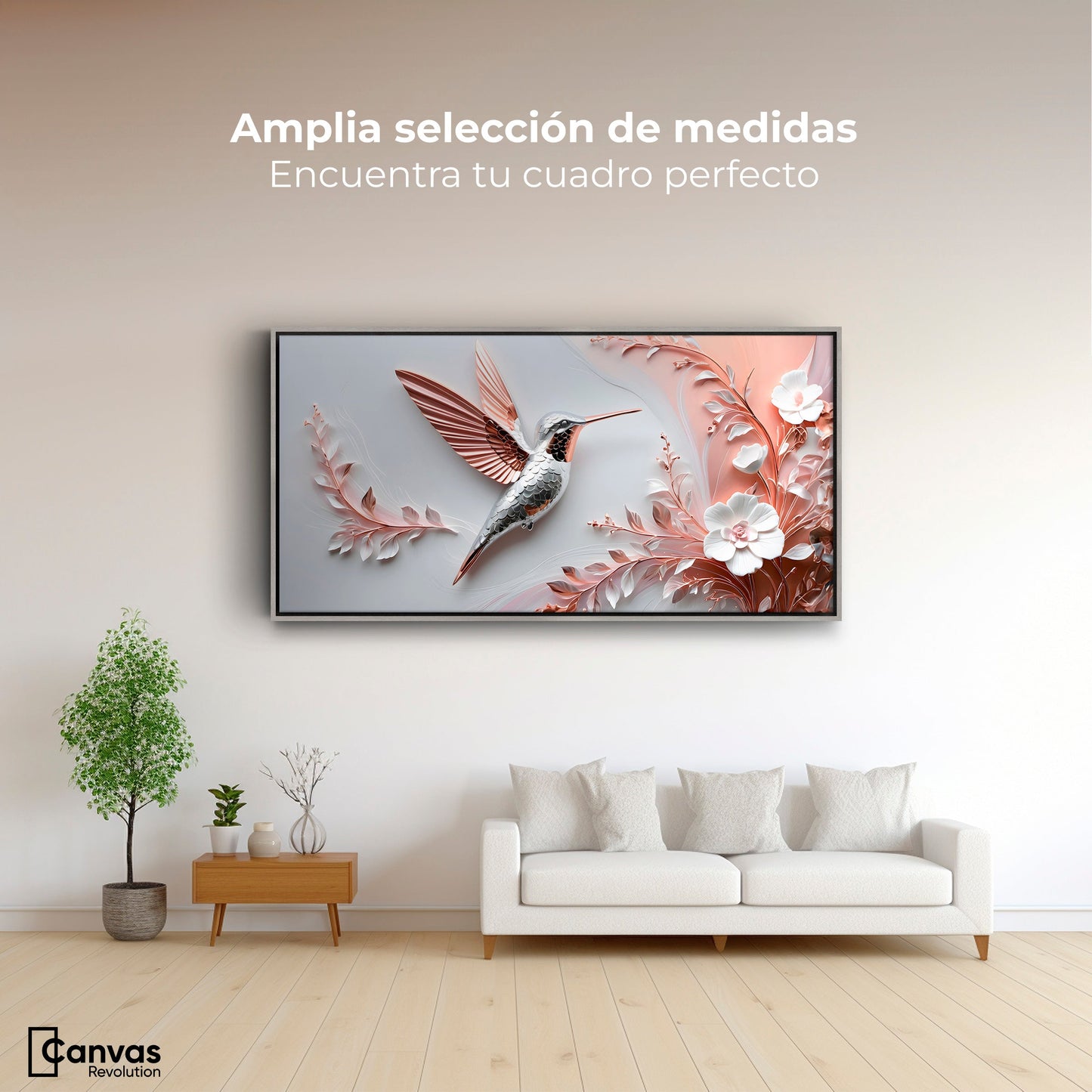 Cuadros Decorativos Canvas Revolution | Colibri Diamante | Montaje3