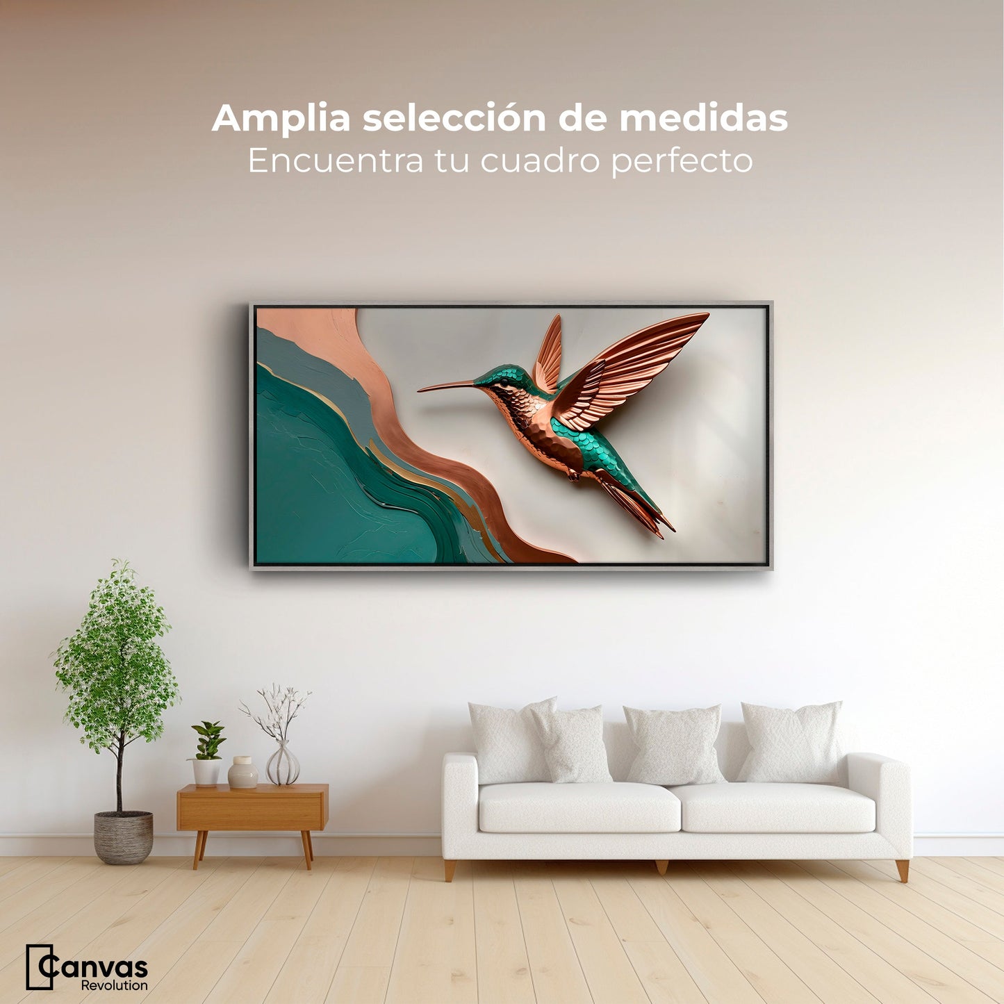 Cuadros Decorativos Canvas Revolution | Colibri Esmeralda | Montaje3