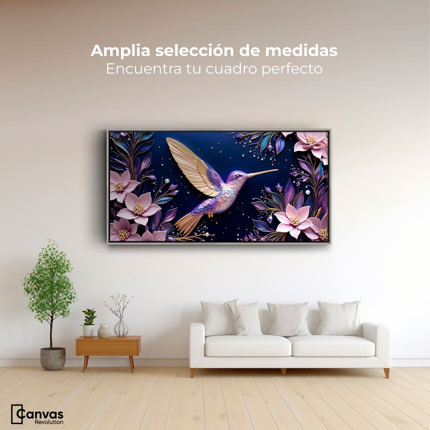Cuadros Decorativos Canvas Revolution | Colibri Eterno | Montaje3