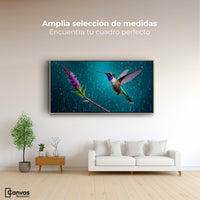 Cuadros Decorativos Canvas Revolution | Colibri Flor Lluvia | Montaje3