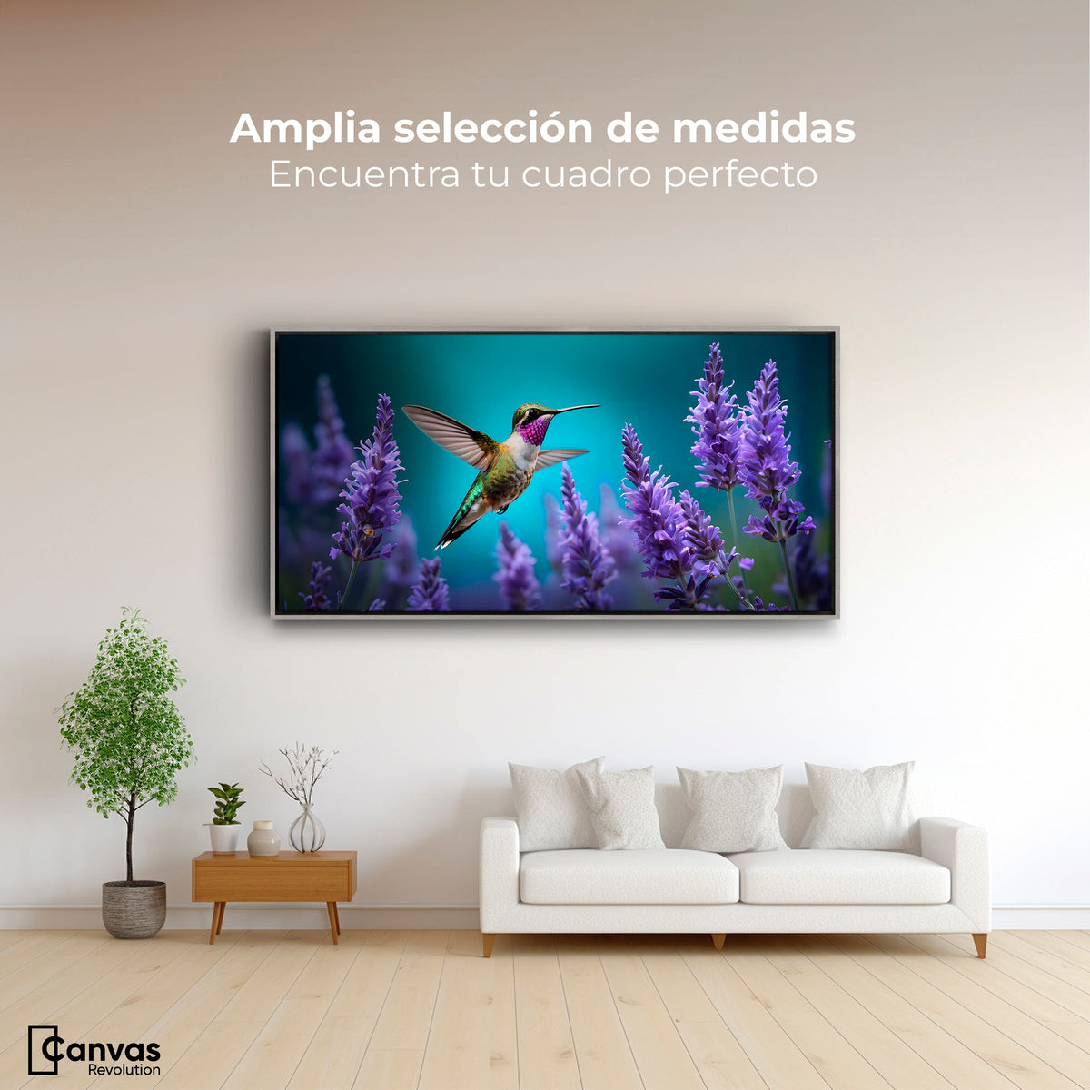 Cuadros Decorativos Canvas Revolution | Colibri Lavandas | Montaje3