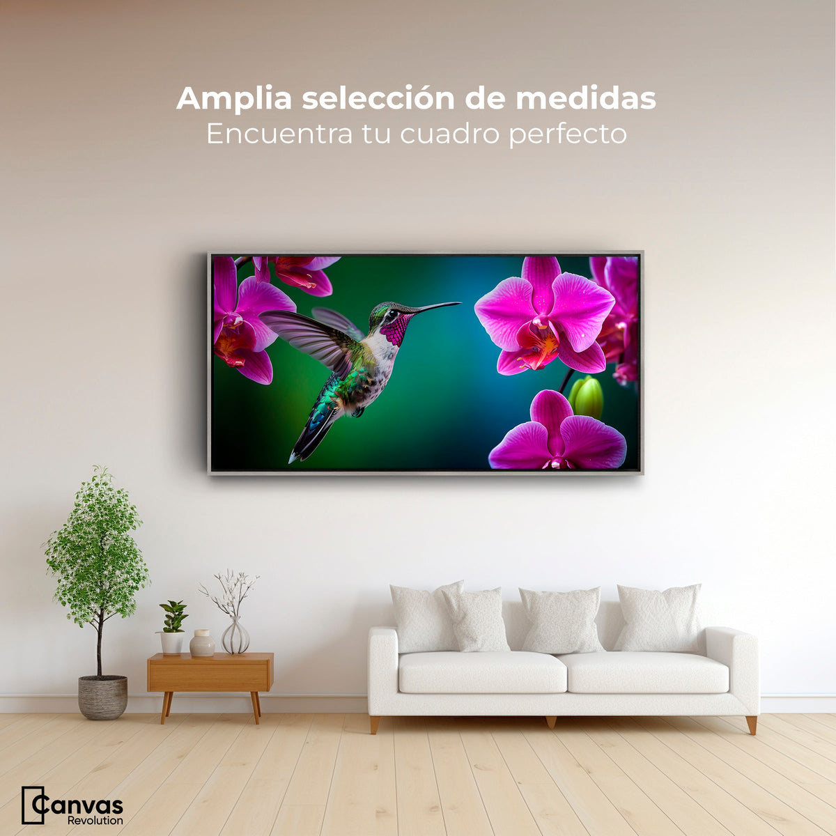 Cuadros Decorativos Canvas Revolution | Colibri Melodioso | Montaje3