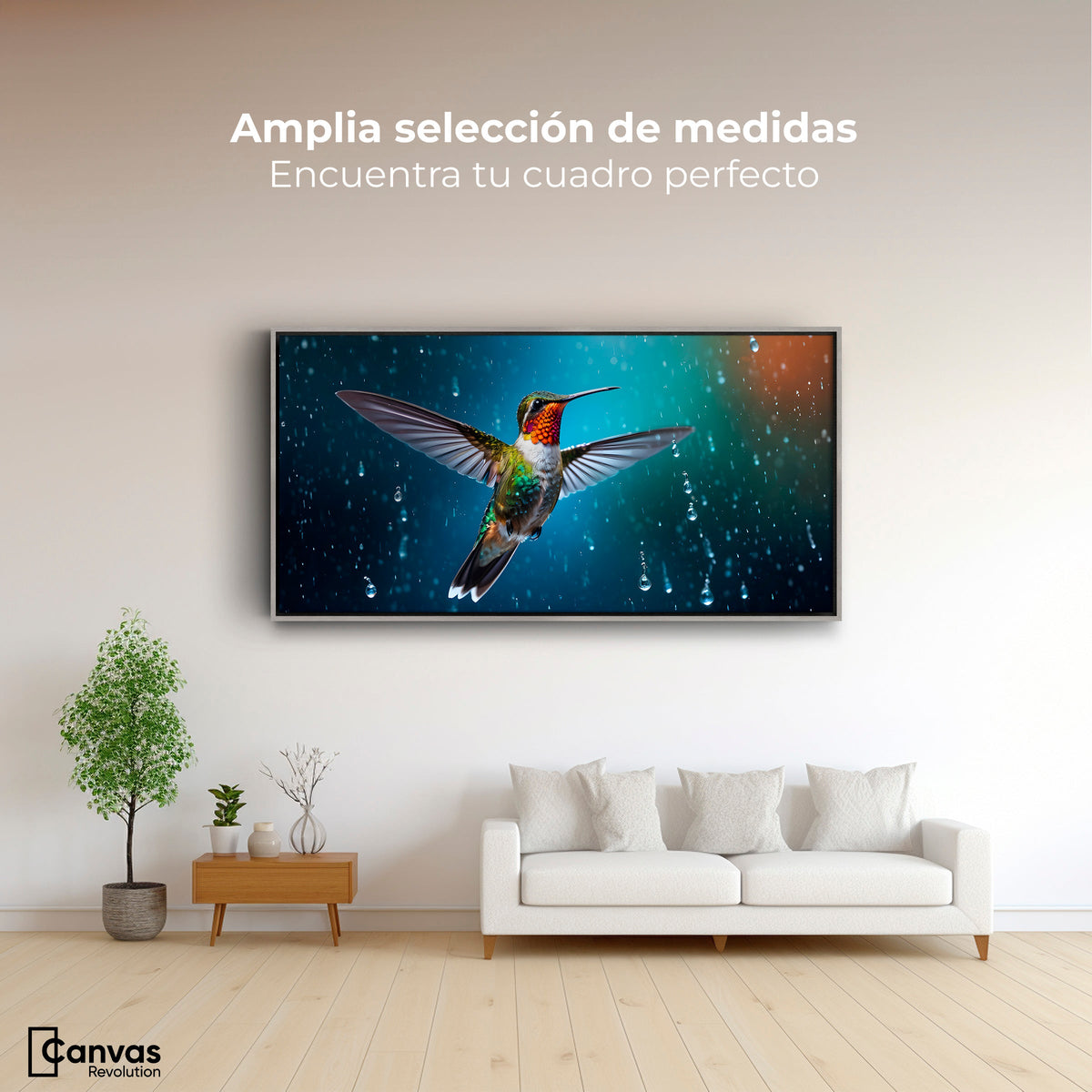 Cuadros Decorativos Canvas Revolution | Colibri Mistico | Montaje3