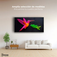 Cuadros Decorativos Canvas Revolution | Colibri Rosa Verde | Montaje3