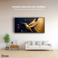 Cuadros Decorativos Canvas Revolution | Colibri Sol Dorado | Montaje3