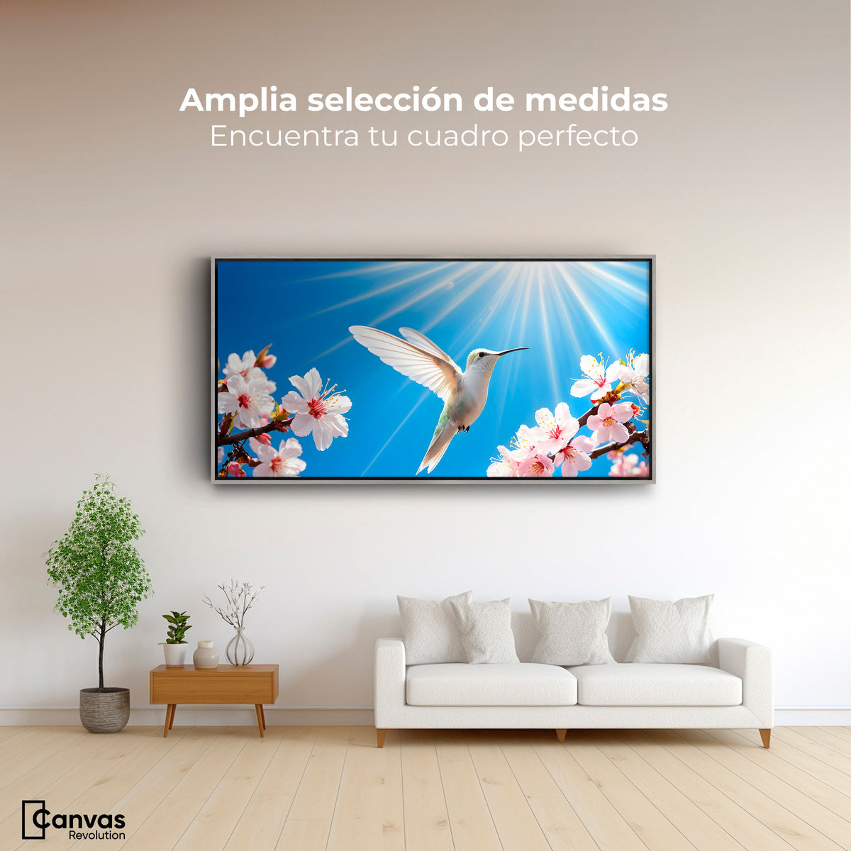 Cuadros Decorativos Canvas Revolution | Colibri Y Sol | Montaje3