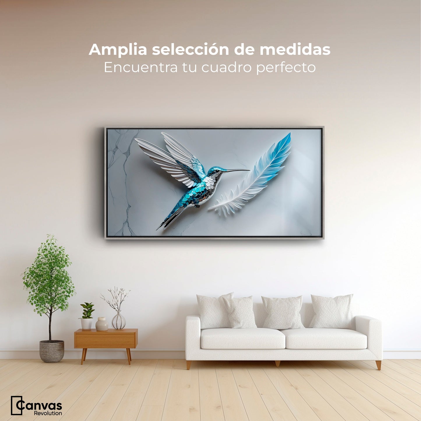 Cuadros Decorativos Canvas Revolution | Colibri Zafiro | Montaje3