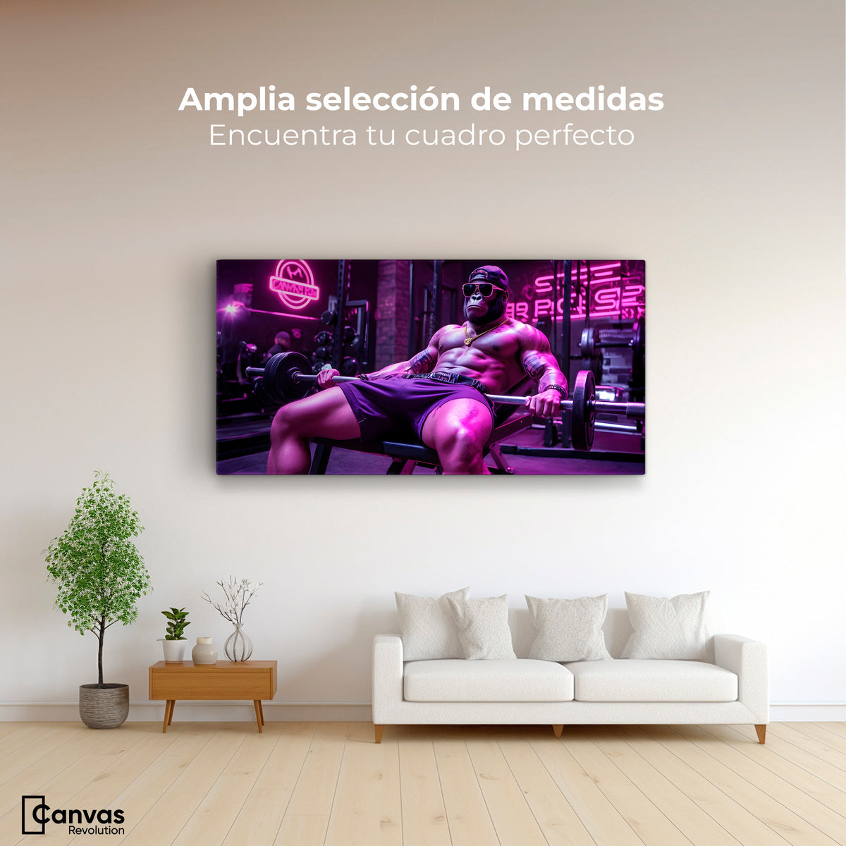 Cuadros Decorativos Canvas Revolution | Culturista Gorila | Montaje3